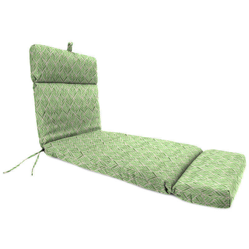 72" x 22" Outdoor Chaise Lounge Cushion with Ties and Loop, Green Geometric