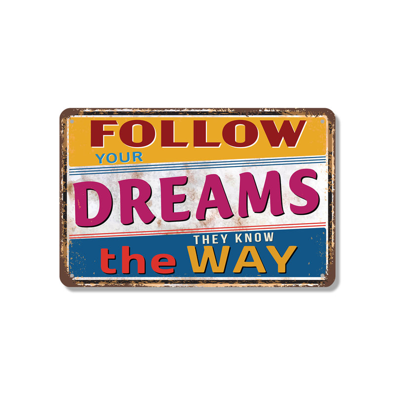 «Follow Your Dreams Ils Know The Way», ensemble de 2 panneaux en aluminium de 7 po x 10 po