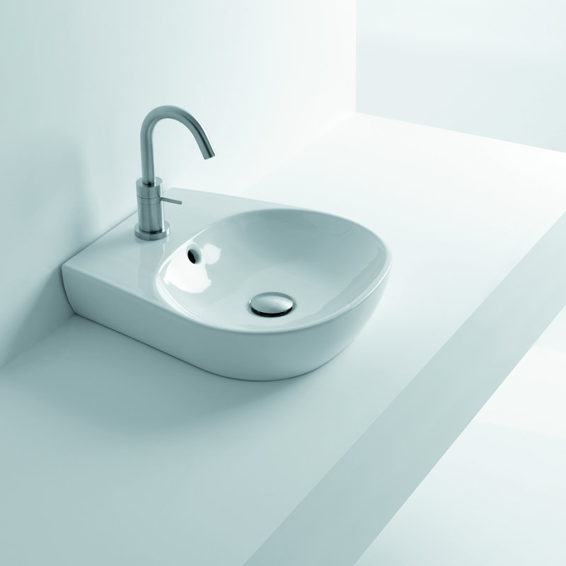 WS Bath Collections H10 16.9'' White Ceramic Oval Bathroom Sink with Overflow