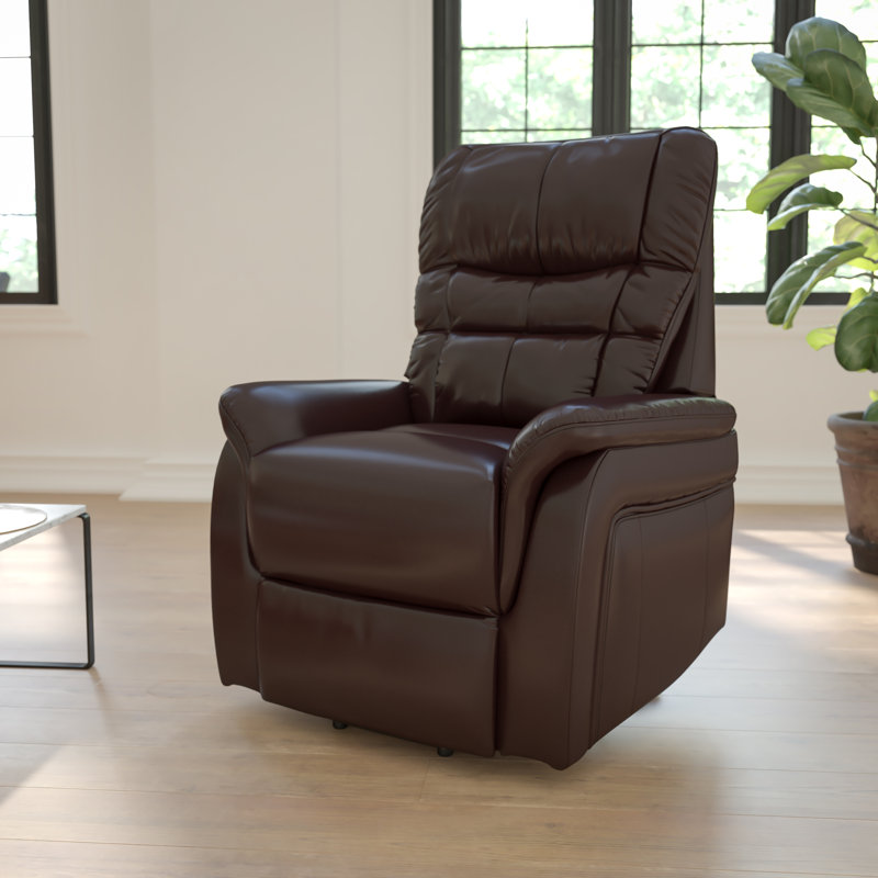 Remote Powered Lift Recliner, Brown Faux Leather