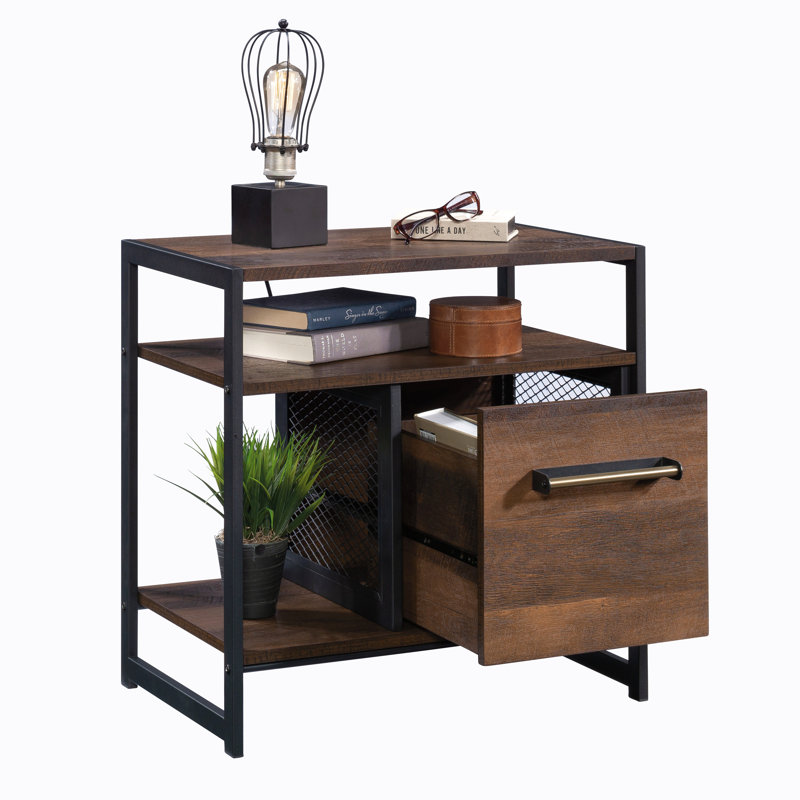 Side Table/Night Stand, Brown Finish