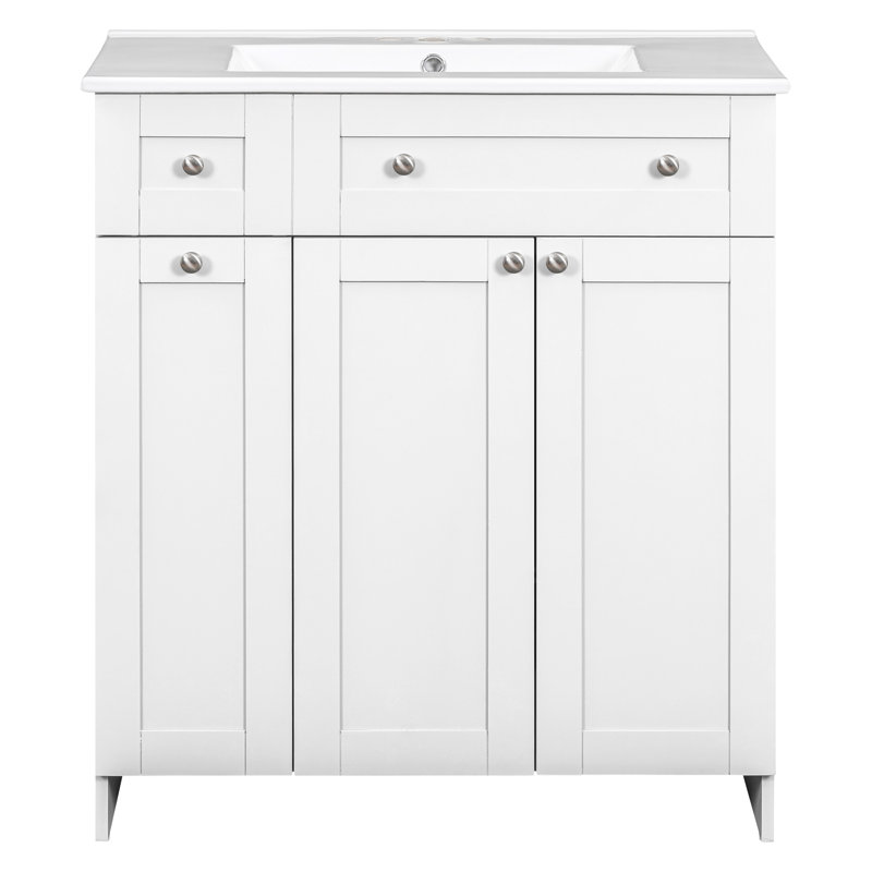 Meuble-lavabo élégant avec rangement spacieux et fabrication durable, Blanc