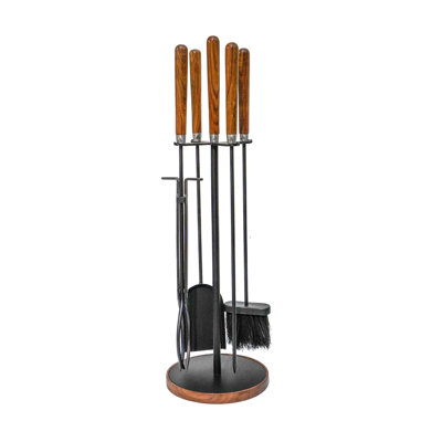 Ivyline Fireplace Wooden Handle Companion Set Iron Fireplace Tool Set