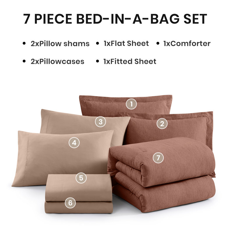 Cationic Comforter Set 7PC, California King Comforter + 6 Additional Pieces, Autumn Leaf