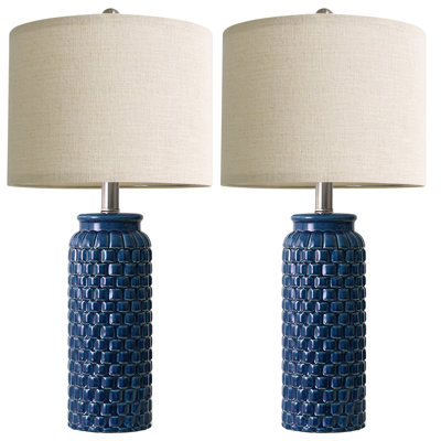 24＂modern blue ceramic table lamp,suitable for entryways,living rooms, bedrooms,and offices