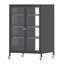Armoire de rangement multimédia haute 35,8 po avec roulettes, meuble télé stéréo AV avec 4 tablettes et porte réglables en verre, structure en acier robuste pour le salon, assemblage facile
