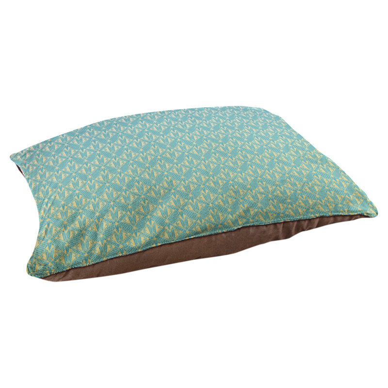 Byrge Geometric Fleece Pet Bed, 42.5" L x 32.5" W, Blue/Yellow