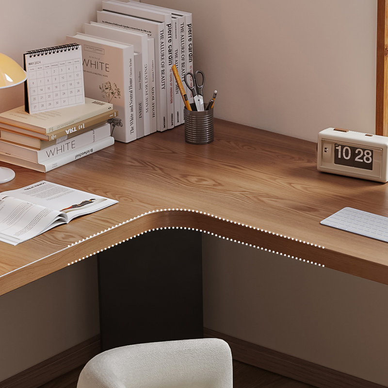 Bureau brun en bois massif en forme de L + fer, H 29,53 po x l 70,87 po x P 47,24 po, Retour à gauche