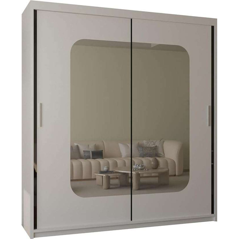 Cherith 2 Door Manufactured Wood Wardrobe, White, 217cm H x 203cm W x 62cm D