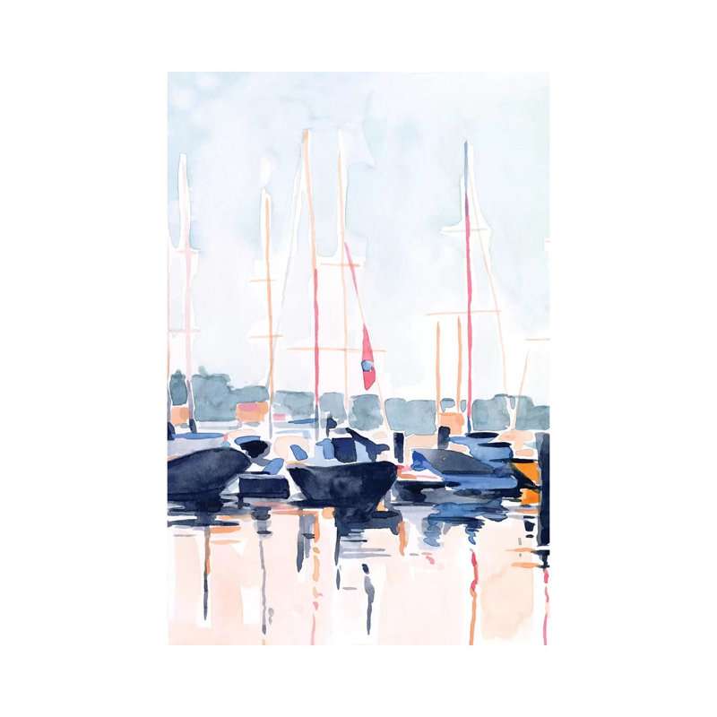 «Watercolor Boat Club II» par Emma Scarvey - peinture sur toile tendue, H 60 po x l 40po x P 1,5 po