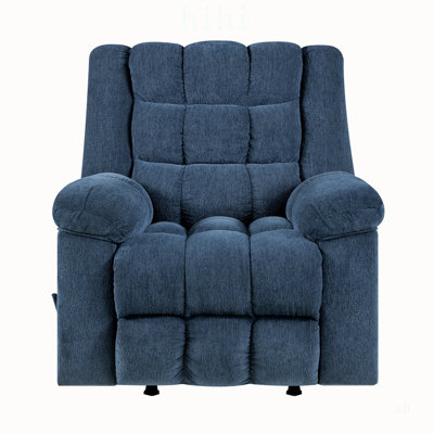 Chaise inclinable à bascule douce avec revêtement en chenille bleue pour un confort ultime dans les salons