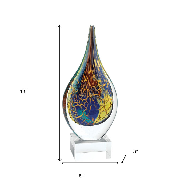 Firestorm Teardrop Sculpture, 13" H x 6" W x 3" D