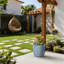 Pot à fleurs / pot rond en béton avec trous de drainage pour intérieur et extérieur bleu clair 14 po 14 po-1967433707-1967433704