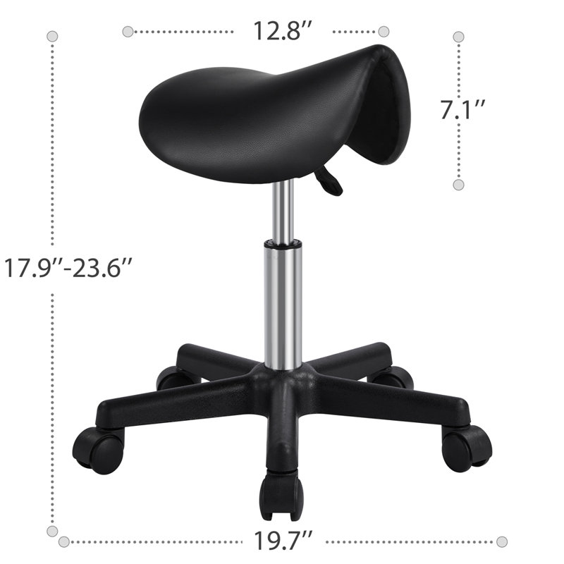 Tabouret de laboratoire ergonomique à hauteur réglable Krail avec roulettes / roues amovibles, Noir