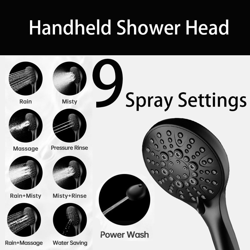 1.8 GPM Rain Shower Head With Handheld Spray,Dual Shower Head With Adjustable Extension Arm, 3-Way Diverter, 69” Long Hose