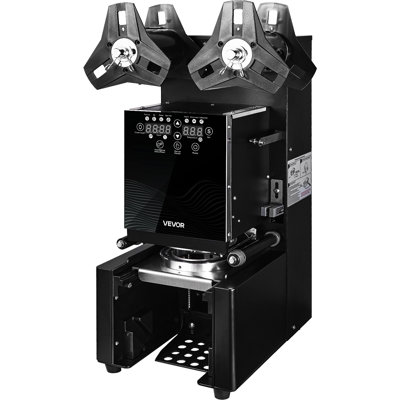 Machine de scellage de tasses entièrement automatique, 500-650 tasses / h, scelleuse de tasses pour tasse de 190 mm de hauteur et 90/95 mm, scellant électrique avec panneau de contrôle numérique à cristaux liquides pour café au lait, noir