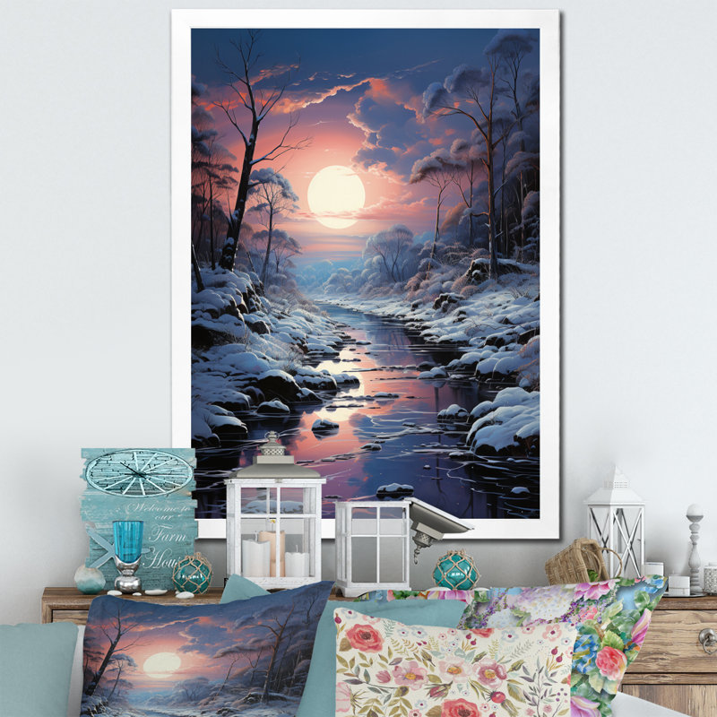 Fuchsia blanc hiver crépuscule III, H 40 po x l 30 po x P 1,5 po, Cadre simple blanc
