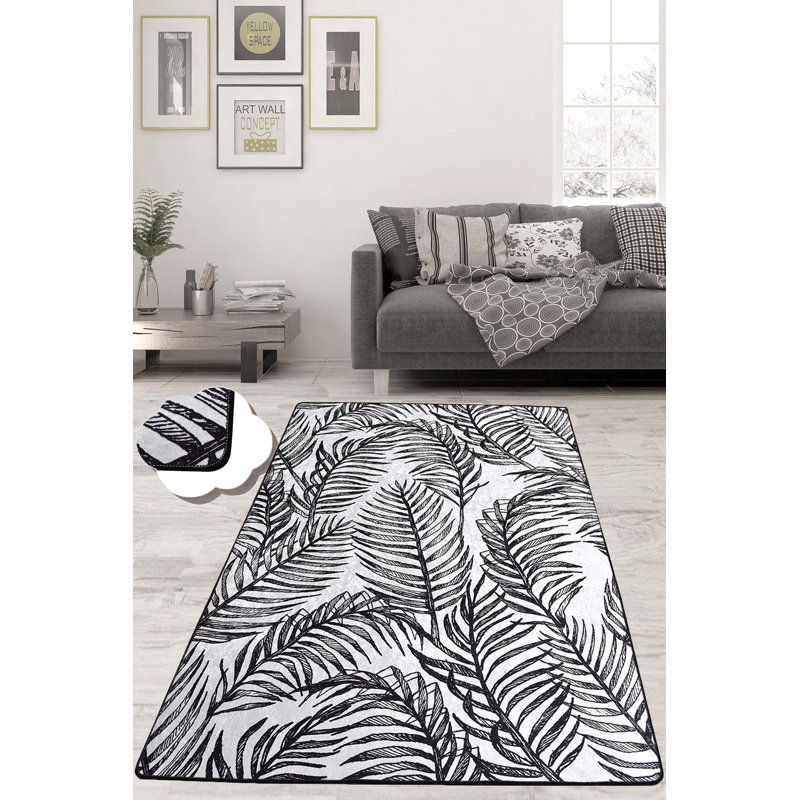 Tapis d'entrée durable - 3,3 x 6,6 pieds, noir et blanc | 100% polyester, épaisseur totale: 0,4 po | Antibactérien, antidérapant, dessous lavable à la machine | Parfait pour les endroits très passants, facile à nettoyer et à entretenir