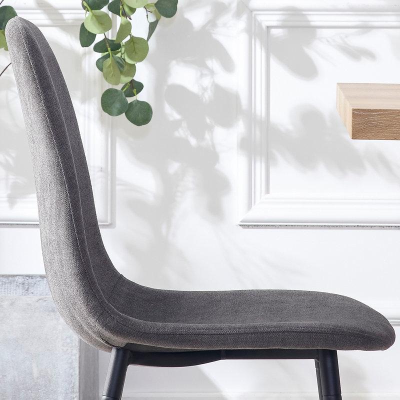 Ensemble de 4 chaises de salle à manger modernes gris foncé, tissu en lin revêtu d'un dossier entièrement assemblé, siège confortable à haut rebond, convient à la cuisine, à la salle à manger et au café