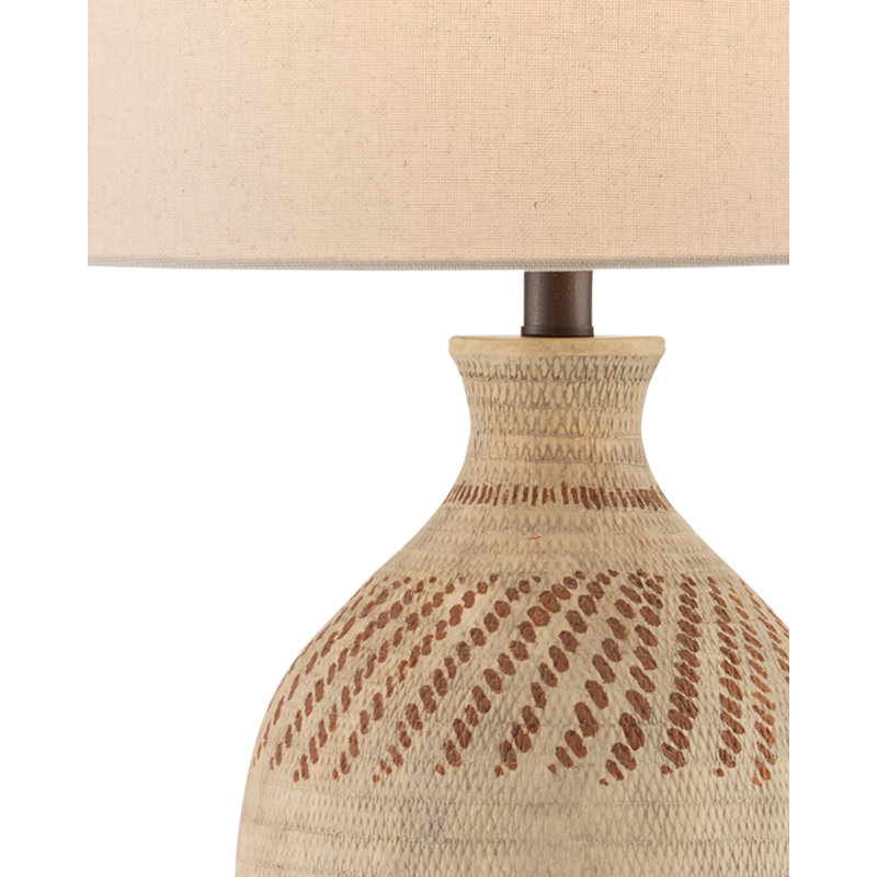 Faiyum Solid Wood; Terracotta Table Lamp