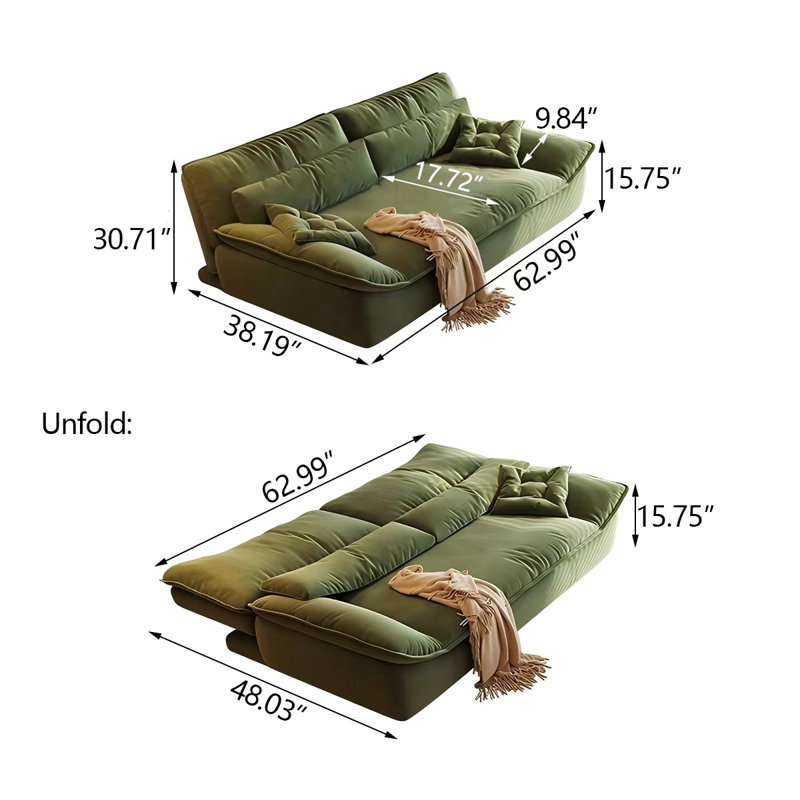 Canapé-lit 62,99 po, H 30,71 po x l 62,99 po x P 38,19 po