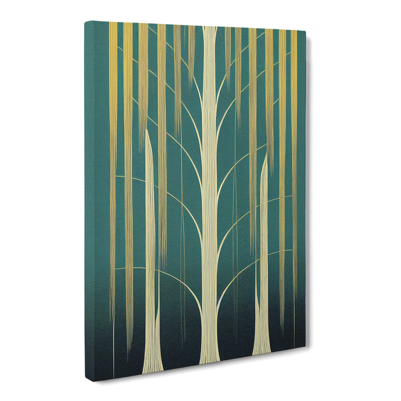 CAN-V0523-2845X Weeping Willow Tree Art Deco - Wrapped Canvas Print, 50cm H x 35cm W