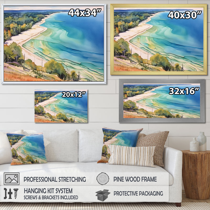 Michigan Grand Lakes Horizon - Print on Canvas, 24" H x 32" W x 1" D, Wrapped Canvas
