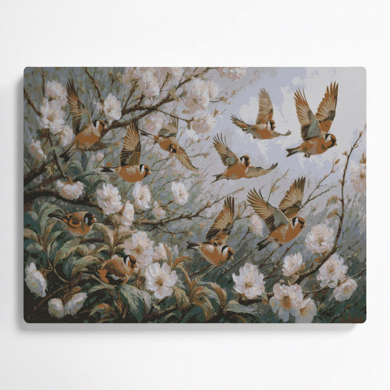 Art mural oiseaux, chardonneret gris, H 20 po x l 30 po