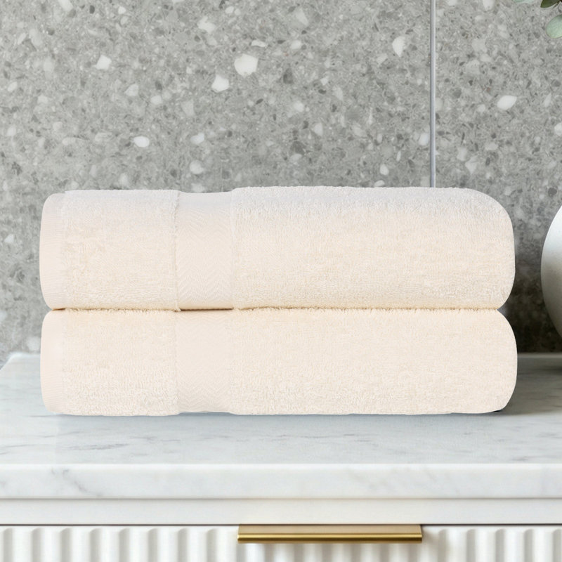 Ensemble de serviettes de bain en coton léger à séchage rapide, Ivoire ivoire, Drap de bain - paquet de 2