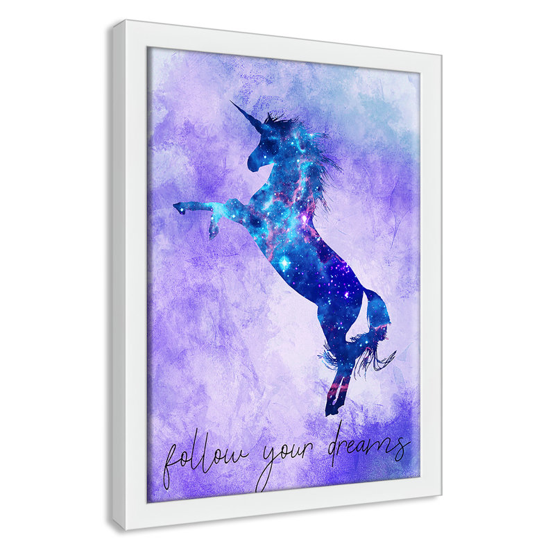 « follow your rêves licorne », art encadré, H 15 po x l 11 po x P 1,19 po, Encadré de boîte blanc