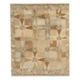 Scandinavian Hand Knotted Wool Geometric Area Rug