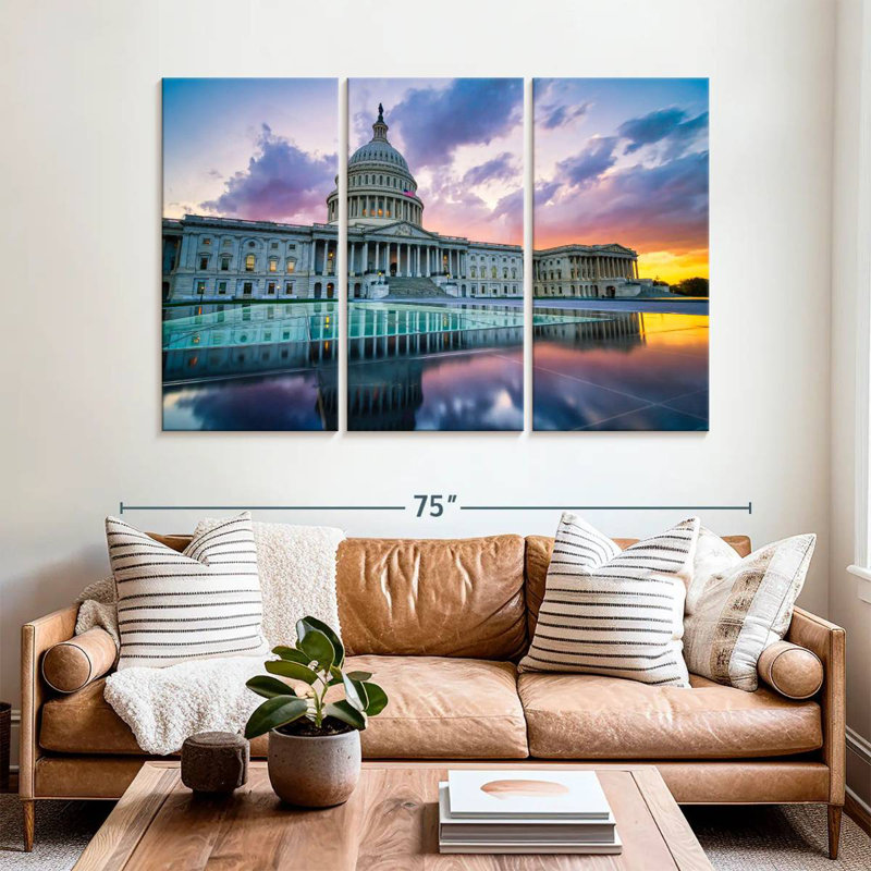 Lilie US Capitol Sunset Reflection, 42" H x 65" W