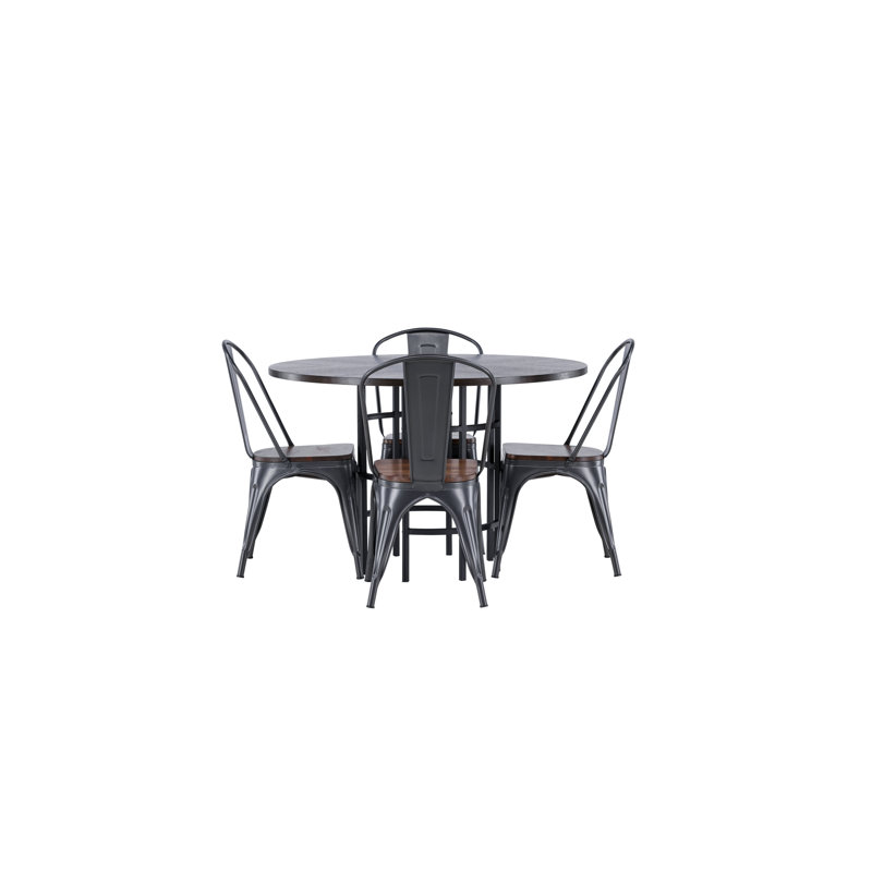 Zed 4 - Person Dining Set, Brown, Walnut, Walnut