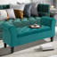 Banc de rangement capitonné à boutons avec accoudoirs roulés pour le salon ou le couloir, vert