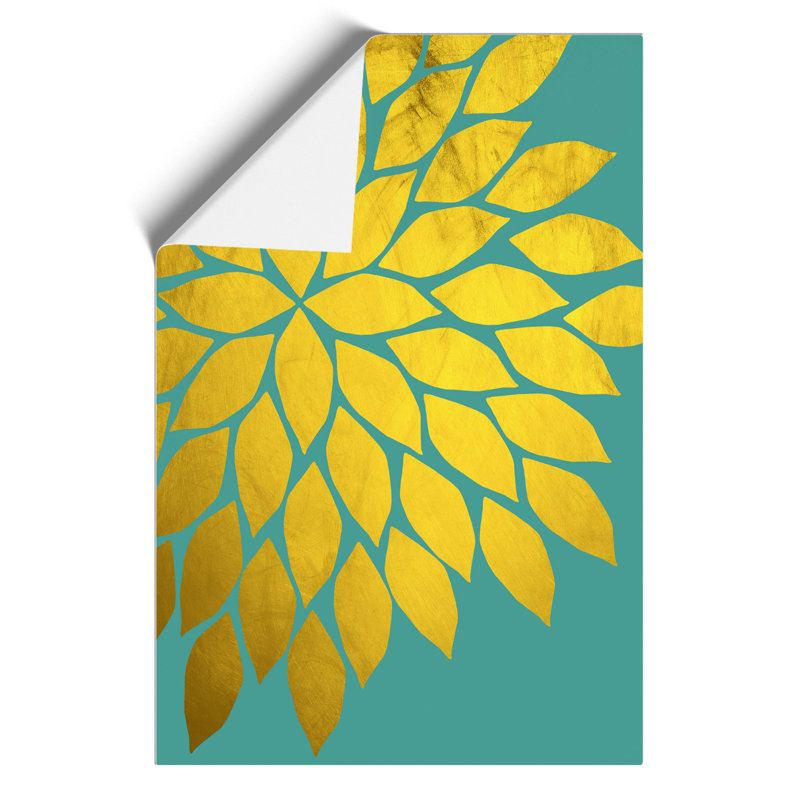 Abstract Leaves Gold - Frameless Print, 42cm H x 30cm W x 0.1cm D