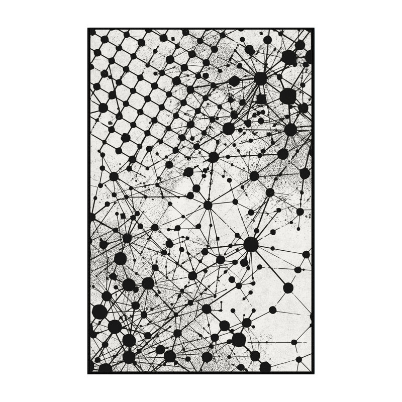 Tapis géométrique moderne et contemporain lavable à la machine Paizley, 7 x 10