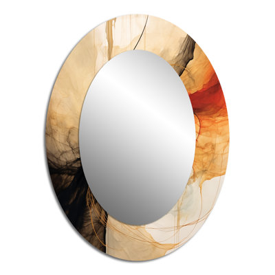 Abstract Earth Poetry In Motion Retro Waves II - Black Oval Wall Mirror Decor
