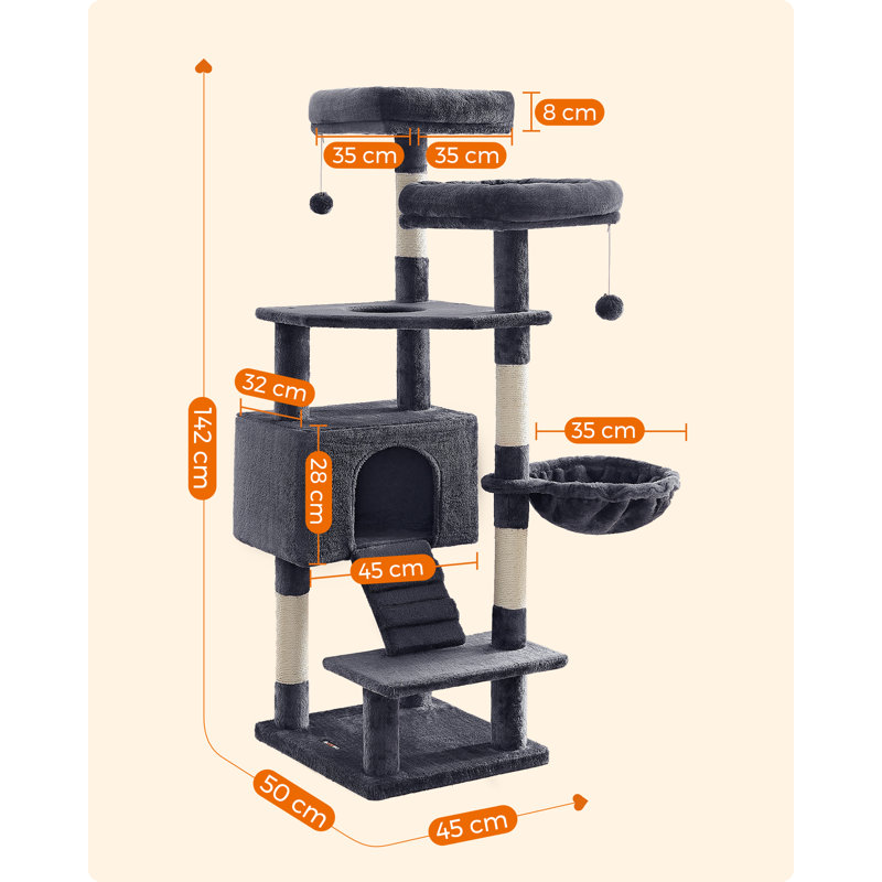 142cm H Cat Tree, Dark Grey