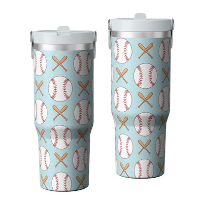 30 oz Tumbler  with Lid and handle  Stainless steel  Insulated tumblers  Cute water bottle with Flip(sports ball pattern)