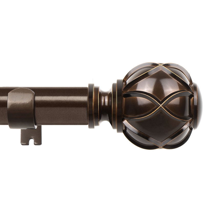 Tringles à rideaux pour fenêtres, tringles à rideaux décoratives réglables avec fleurons à texture nette, 32” – 85”, Bronze