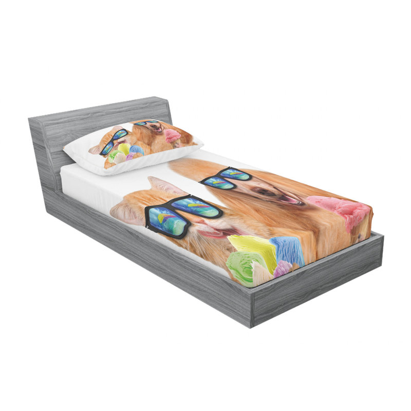 Ensemble de draps Cat Ice, Ensemble de draps pour lit simple avec drap-housse