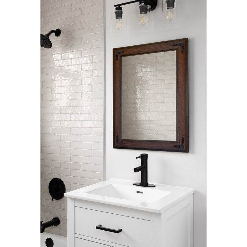 Rayne Heritage Hardwood Poplar Mirror With Decorative Corner Brackets, Black Cherry, 26 x 33