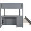 Lit superposé avec lit gigogne simple, bureau et rangement gris