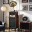 Lecteur de disques 17,72 "rétro en bois d'hévéa avec haut-parleur Bluetooth intégré et lecture de CD