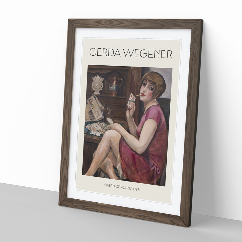 Queen of Hearts Print by Gerda Wegener - Picture Frame Painting, 48cm H x 36cm W x 2cm D, Walnut Framed
