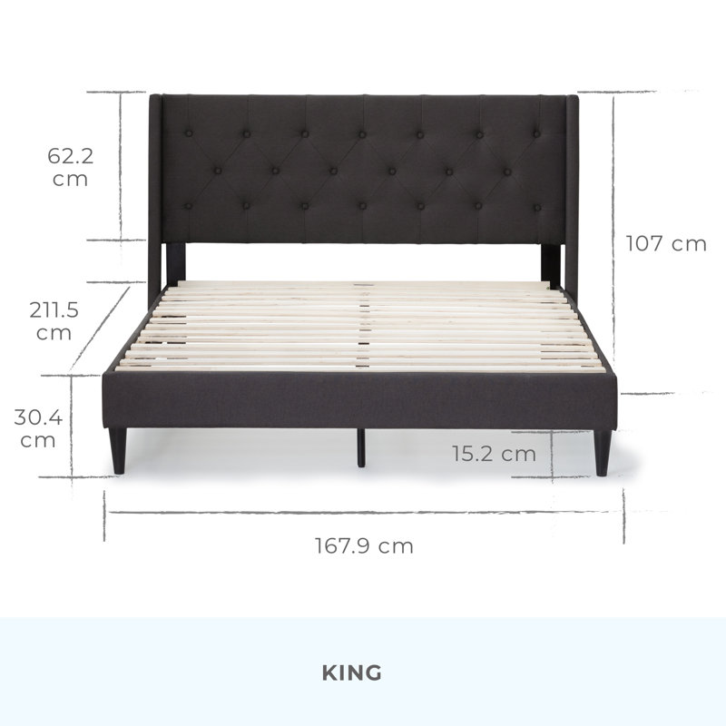 Upholstered Bed, Kingsize (5'), Charcoal
