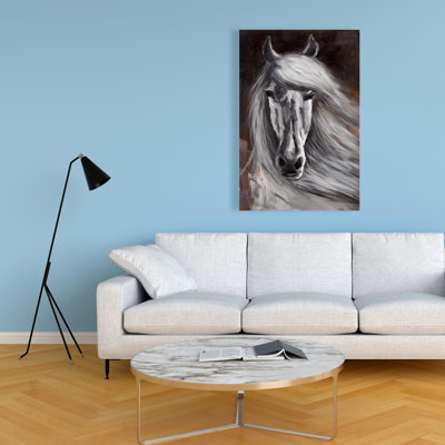 Proud White Horse - Contemporary Brown Canvas Home Decor