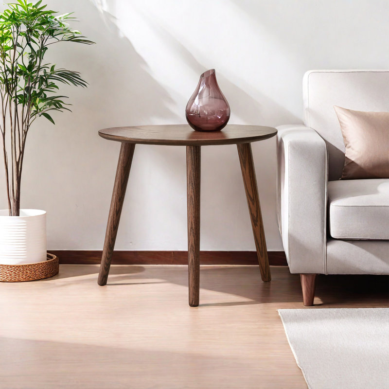 Solid Oak Wood Coffee Table – Stylish Pebble-Shaped Design For Living Room, Easy Assembly
