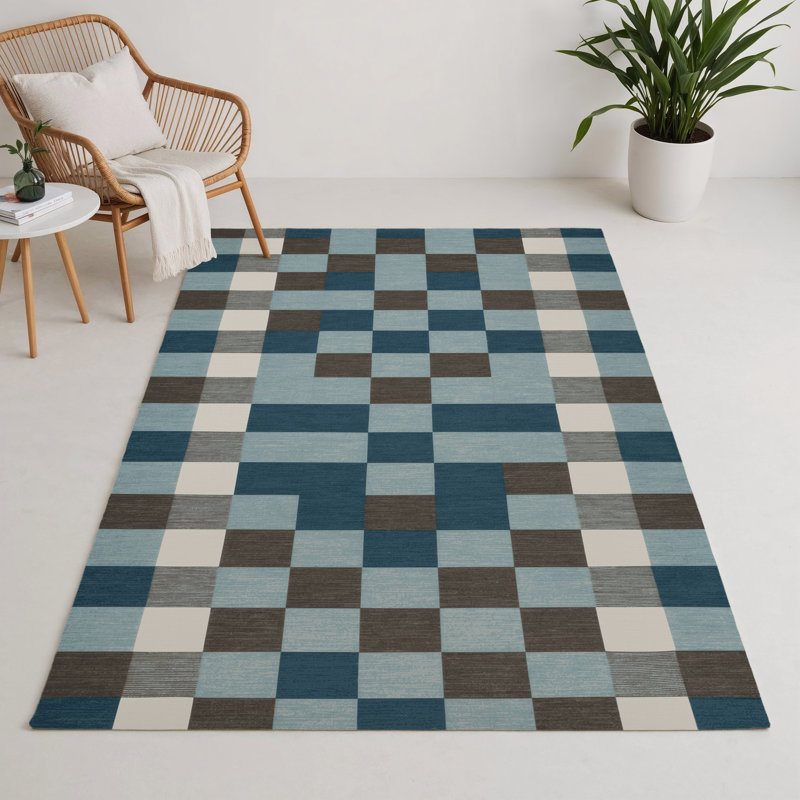 Tapis d'intérieur et d'extérieur à carreaux gris, Rectangle 9 pi x 12 pi