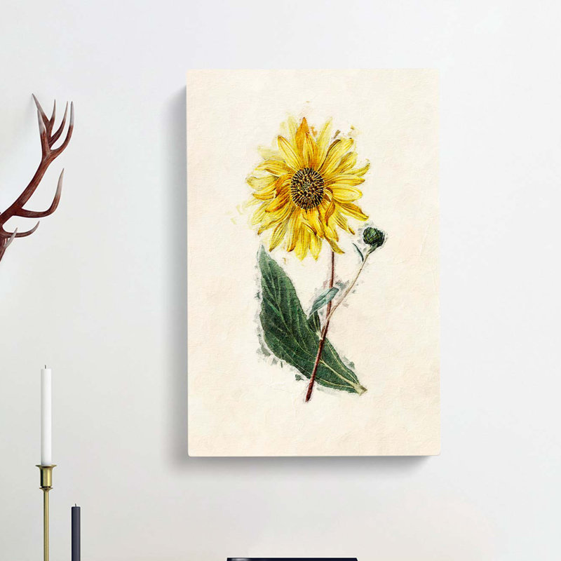 Illustration of a Yellow Sunflower - Wrapped Canvas, 60cm H x 40cm W x 3cm D
